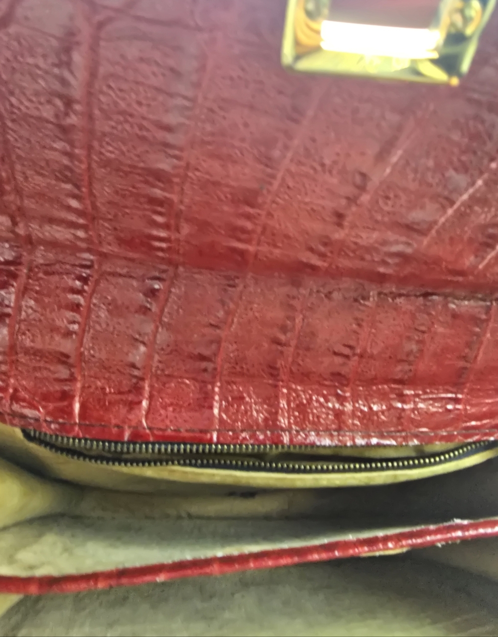 Red Croc-Embossed Top-Handle Satchel - Unbranded - Picture 5 of 10